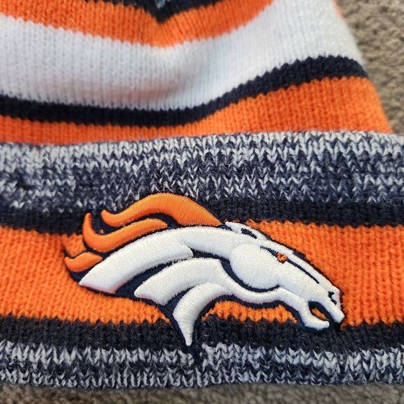 Denver Broncos NFL New Era Unisex Beanie Knit Cuffed Hat Pom Pom Striped - Picture 8 of 9